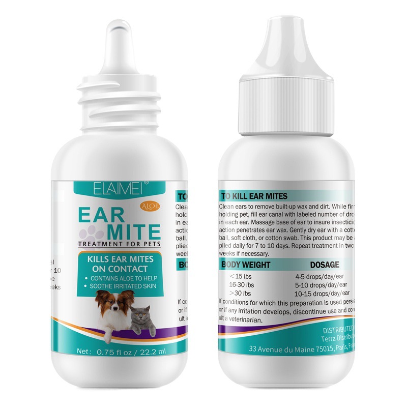 Elaimei Ear Mite Oil Earwax Cleansing Solution for Dogs and Cats Ear Cleaning Solution