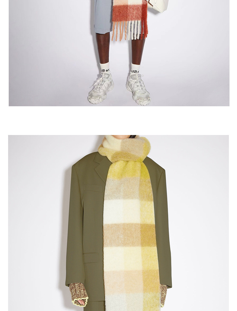 Women's Scarves Plaid Scarf New Stitching Cashmere-like Mahaired Women Warm Shawl _voghion.com