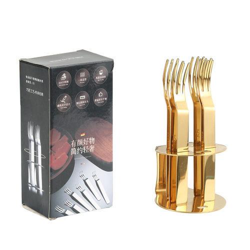 Cross-border Amazon 304 stainless steel fruit fork set creative 6-piece fruit fork dessert fork mooncake fork