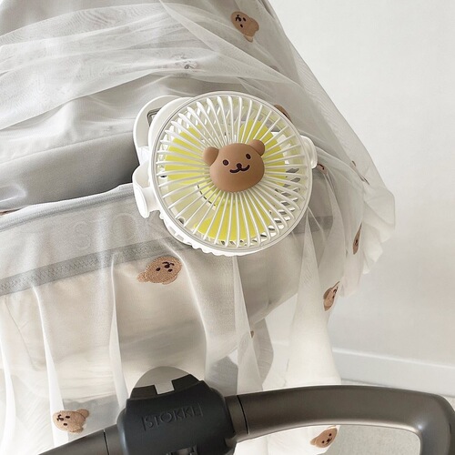 ins Korean style new cartoon portable stroller small fan out baby stroller with clip usb electric fan