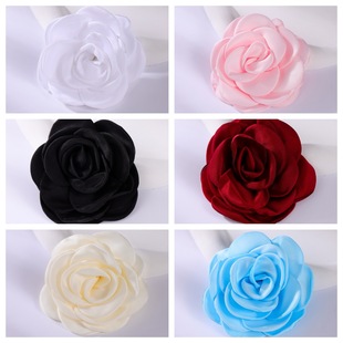Cross-Border Hot Sale 9cm Rose Wedding Flower Rose Handmade Women's Brooch Corsage Finished Product Artificial Flower Cloth Flower