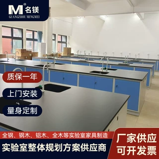 全钢边台实验室工作台操作试验台 学校水槽柜实验台理化板化验桌