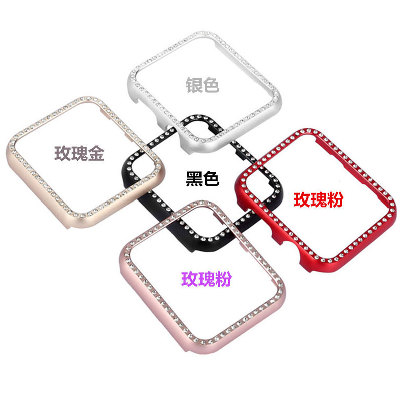 Suitable for Apple Watch Apple Watch 5/4/3/2/1 Generation Aluminum Alloy Diamond-Encrusted Metal Frame Protective Case Suitable for Apple Watch Apple Watch 5/4/3/2/1 Generation Aluminum Alloy Diamond-Encrusted Metal Frame Protective Case