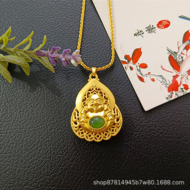 상감 된 Hetian Jasper Buddha 체인 (37*29mm)