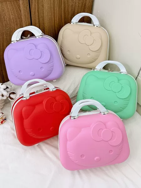 New Cute Cartoon Kt Cat Makeup Case 14inch Satchel Stereo Suitcase Fashionable and Exquisite Storage Suitcase