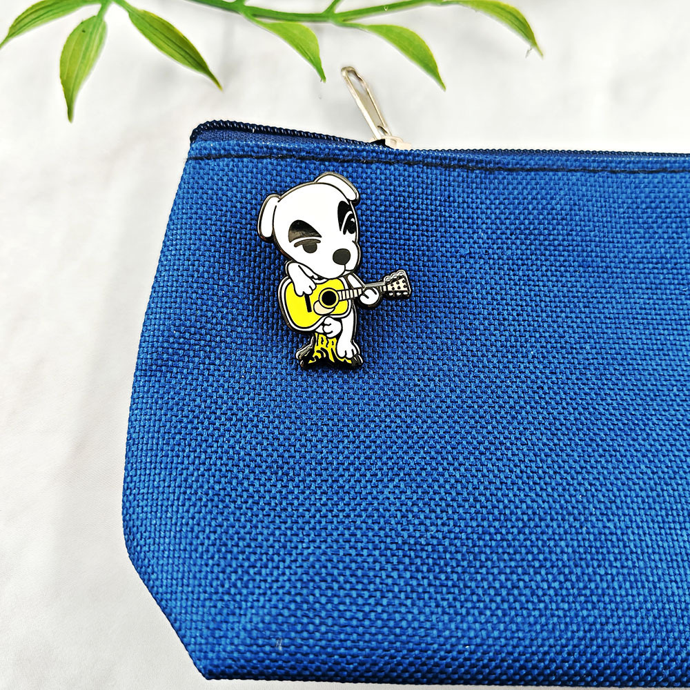 Animal Crossing Brooch Classic Anime Character Enamel Pin Guitar Playing Dog Badge Game Merchandise Collectible Gift