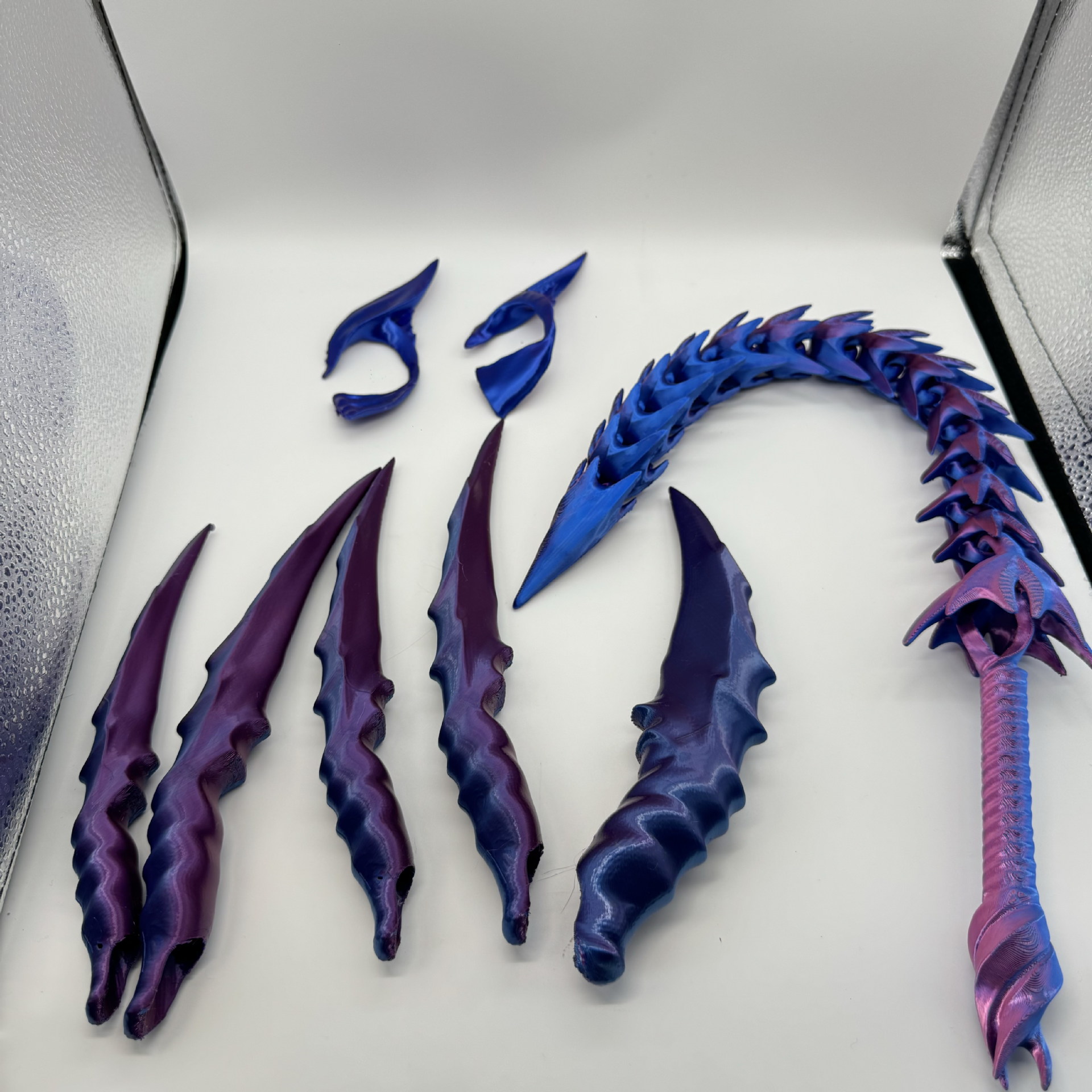 [어린이] 파란색과 보라색 발톱 5개 + 귀걸이