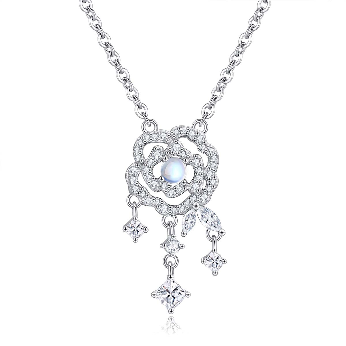 Ferris Wheel Original Design Rose Heart Necklace Female All-match High-end S925 Sterling Silver Niche Clavicle Silver Jewelry