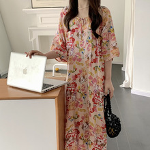 夏季新款睡裙女春夏季棉绸高级感长裙新中式国风气质绵绸睡衣大码