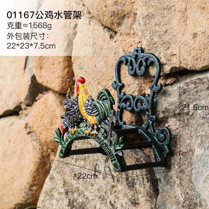 北欧レトロ創意個性鋳鉄ロゴ花園水管架園芸棚類庭園家庭壁面壁飾り|undefined
