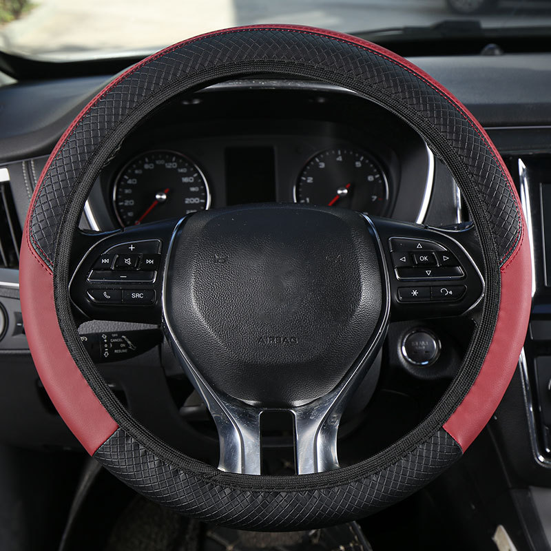 Car Steering Wheel Cover, Elastic, No Inner Ring, Leather, Suitable for All Seasons, Cross-Border Popular Model, Handle Cover Wholesale, Dropshipping, with Label