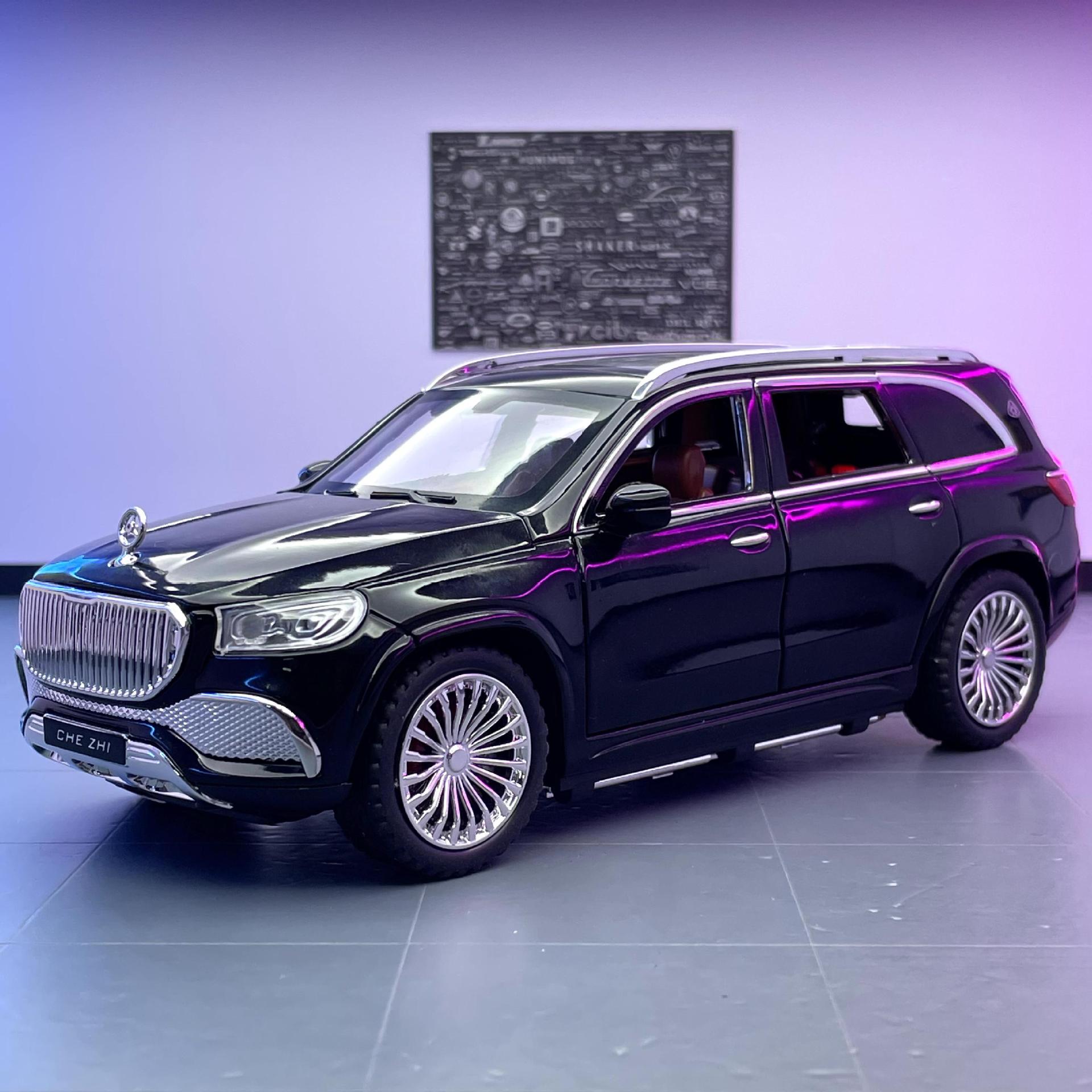 Aleación de coche Maybach GLS600 modelo de coche Tire hacia atrás juguete vehículo todoterreno con música ligera colección de decoración de modelos