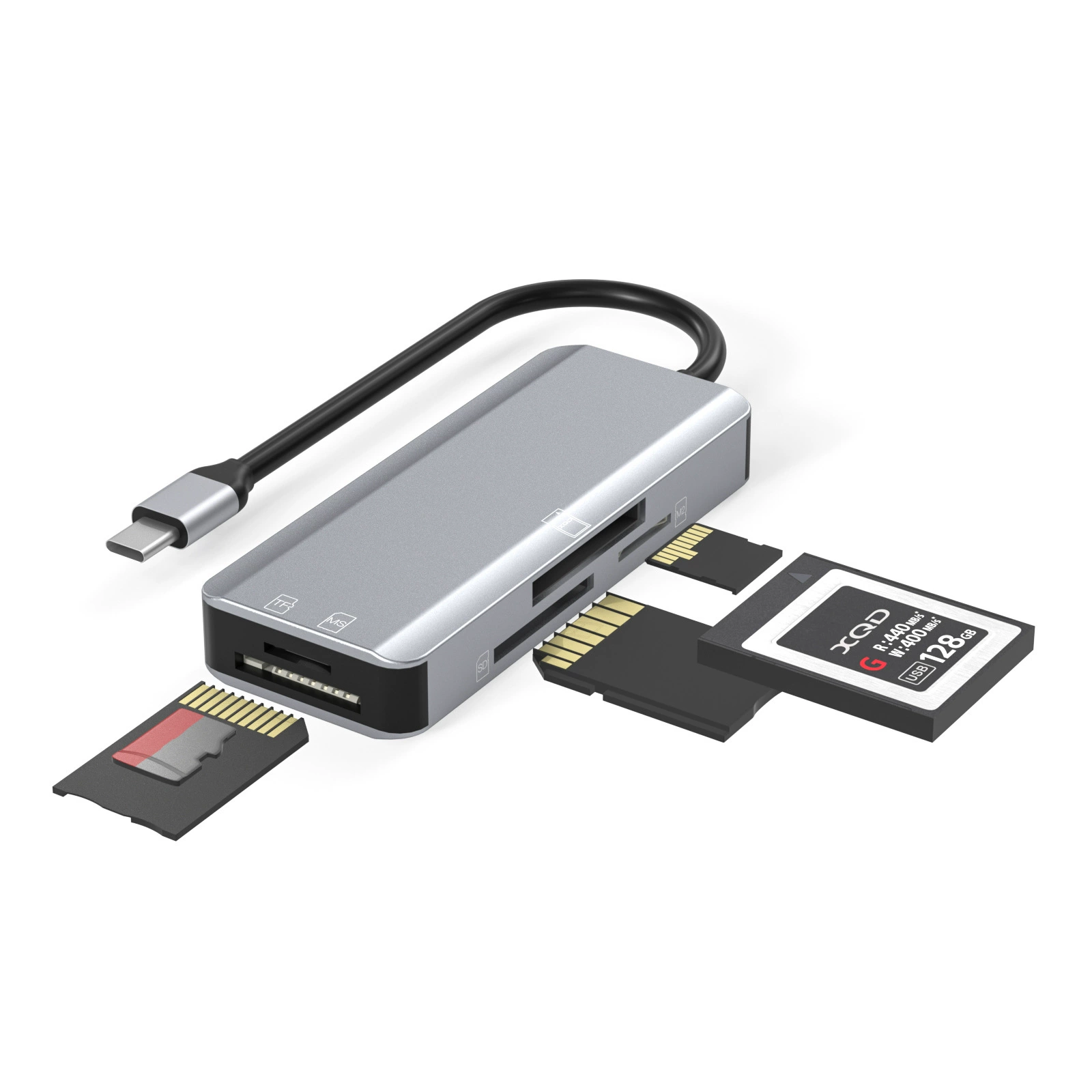 NK-3046 five-in-one Type-C mobile card reader XQD M2 SD TF MS Card Reader