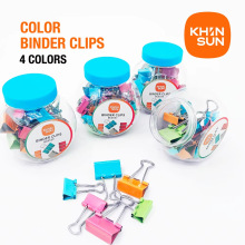 彩色长尾夹糖果罐装桶装大号学生办公票夹金属票据夹省力夹批发