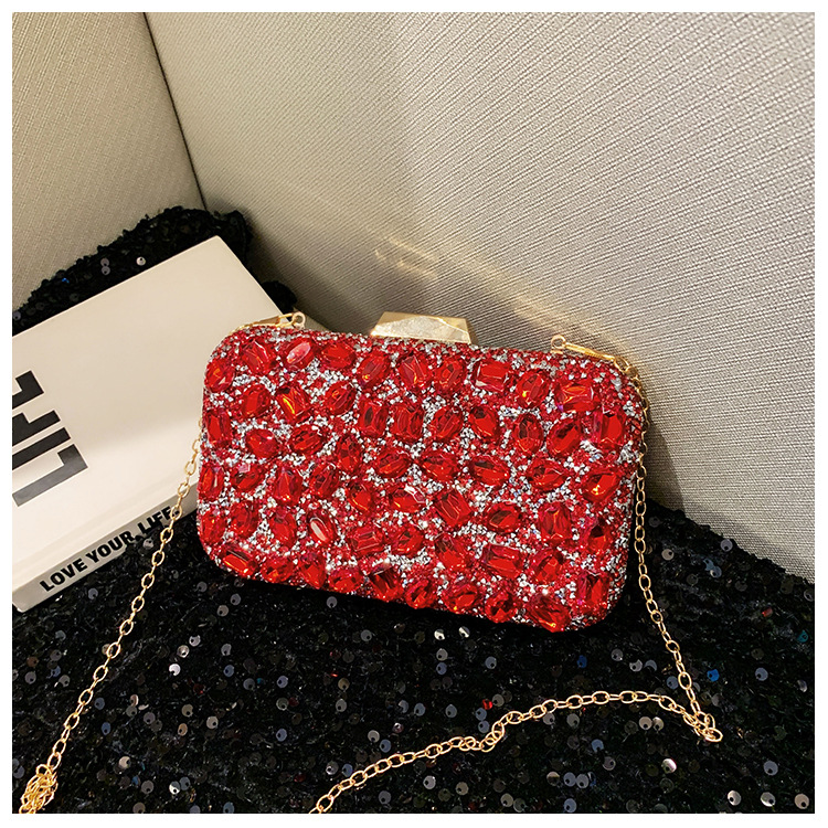 New cross-border full-diamond shiny bags, diamond-encrusted clutch bags, dinner bags, wedding banquet bags, party bags, small square bags and women's bags undefined