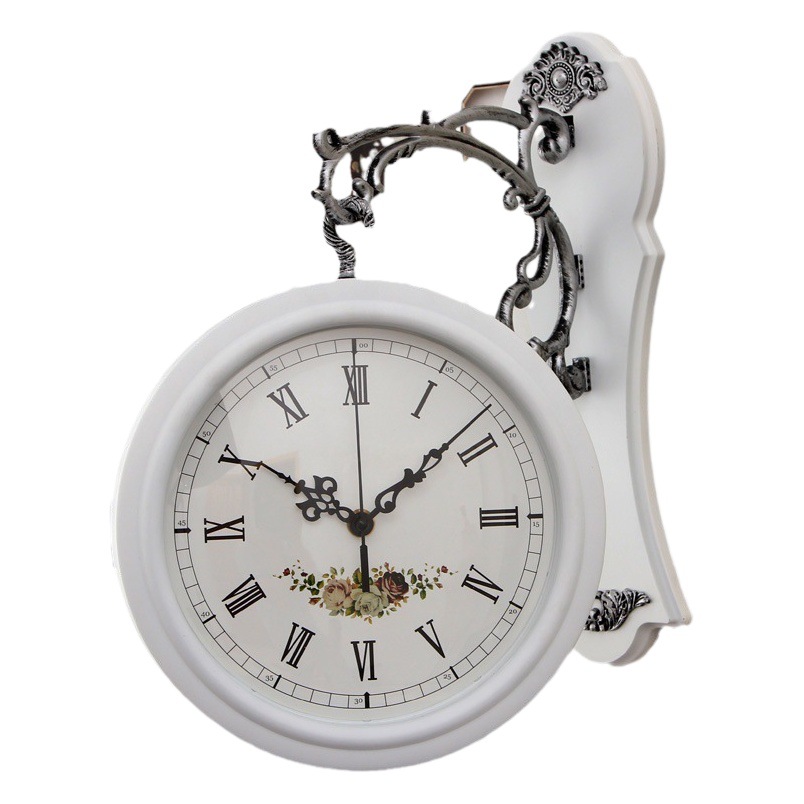 Inicio moda reloj de doble cara reloj de sala de estar reloj creativo Reloj de pared de doble cara moderno simple estilo europeo Reloj de pared mudo fabricante