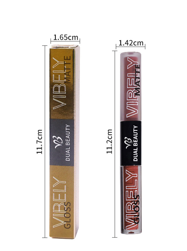 VIBELY, a double-headed water gloss mirror lip gloss, matte non-stick cup, matte lip gloss, whitening, film-forming and lip setting undefined