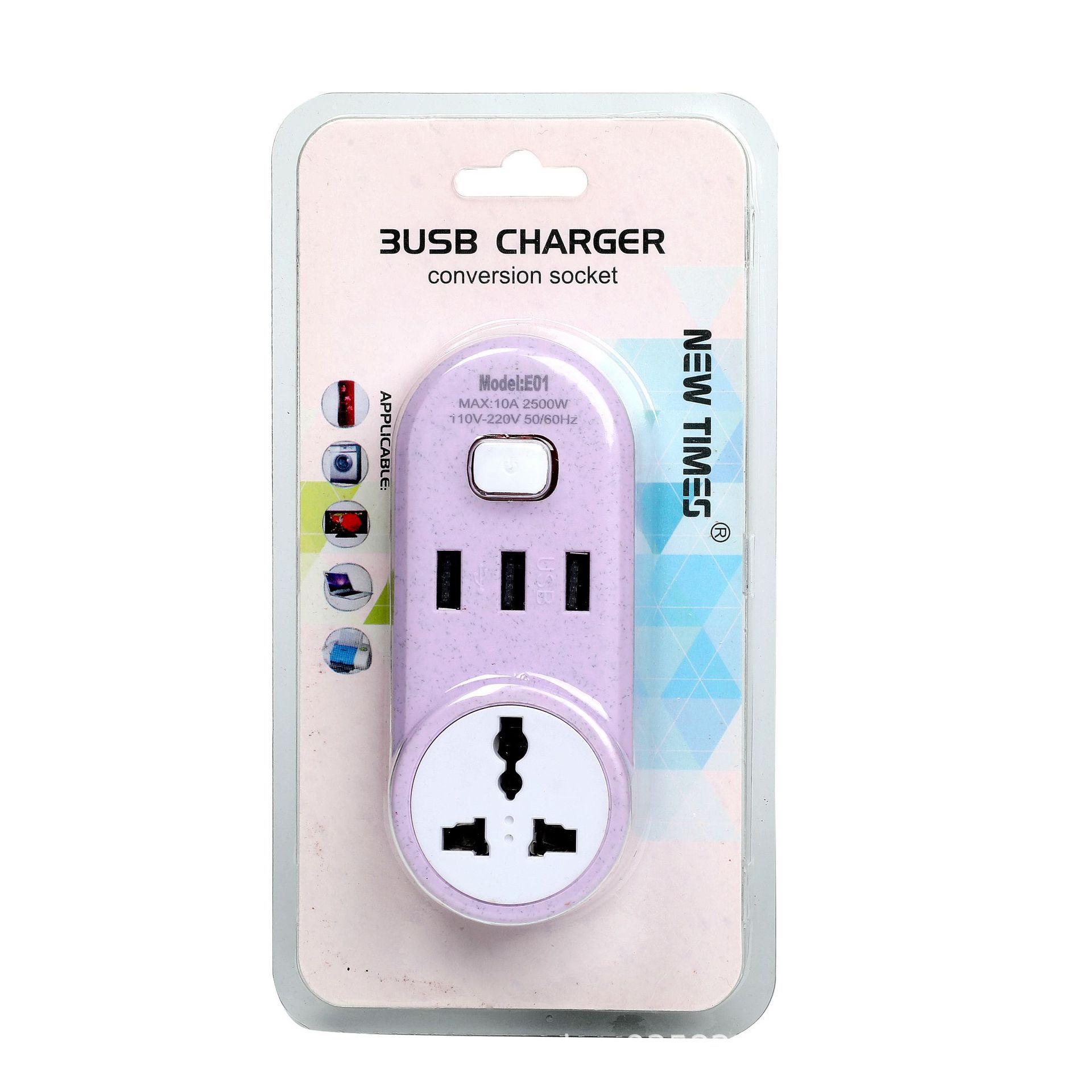 E02 # E01 # 3USB conversion socket enchufe de conversión de dos orificios paquete de tarjeta de succión extranjera