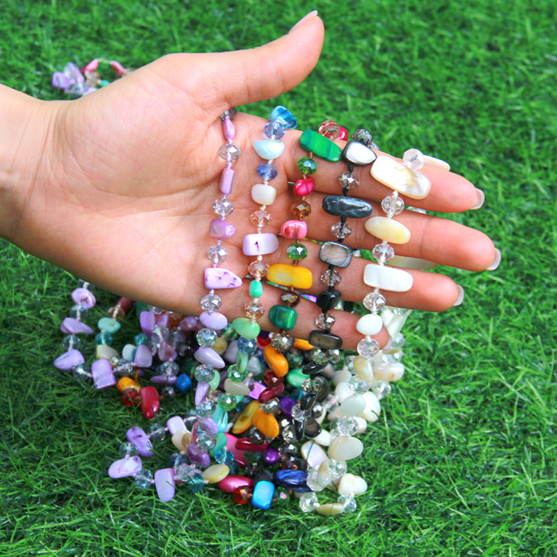 European and American Cross-border Explosions Color Shell Beaded Long Necklace Women's New Autumn and Winter Atmospheric Long Woolen Chain Jewelry