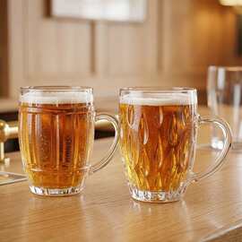带把手玻璃杯耐热家用泡茶杯喝水杯子咖啡杯冷饮果汁杯精酿啤酒杯