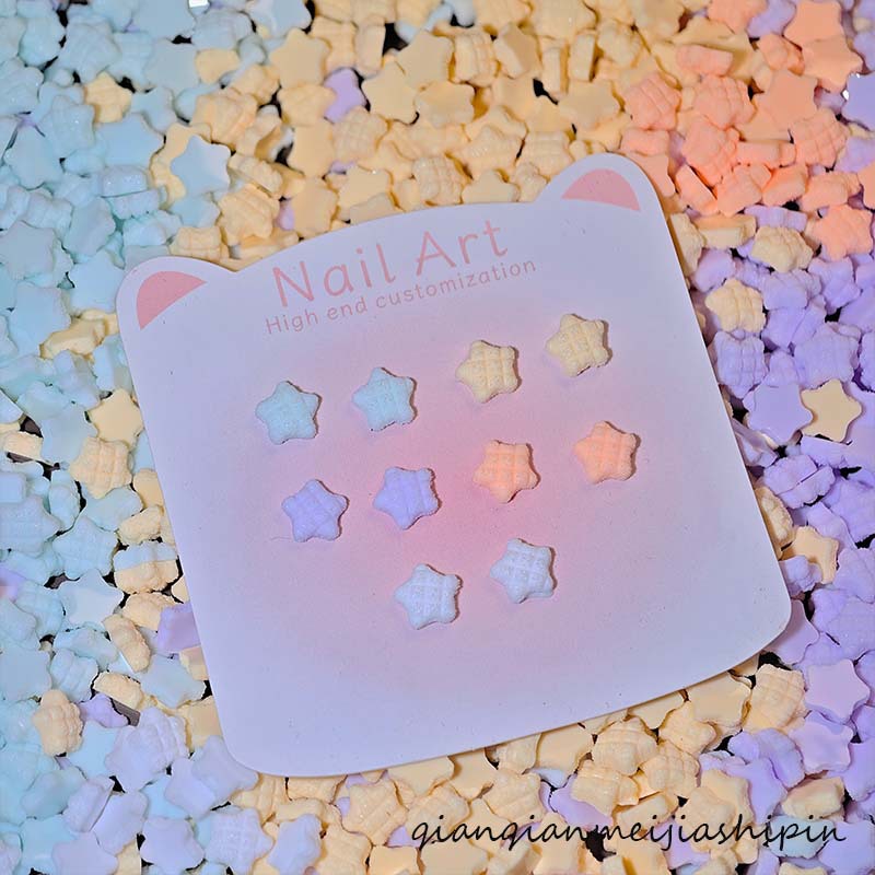Mini textured frosted pentagram nail art decorations dopamine-colored wishing stars DIY wearable nail accessories