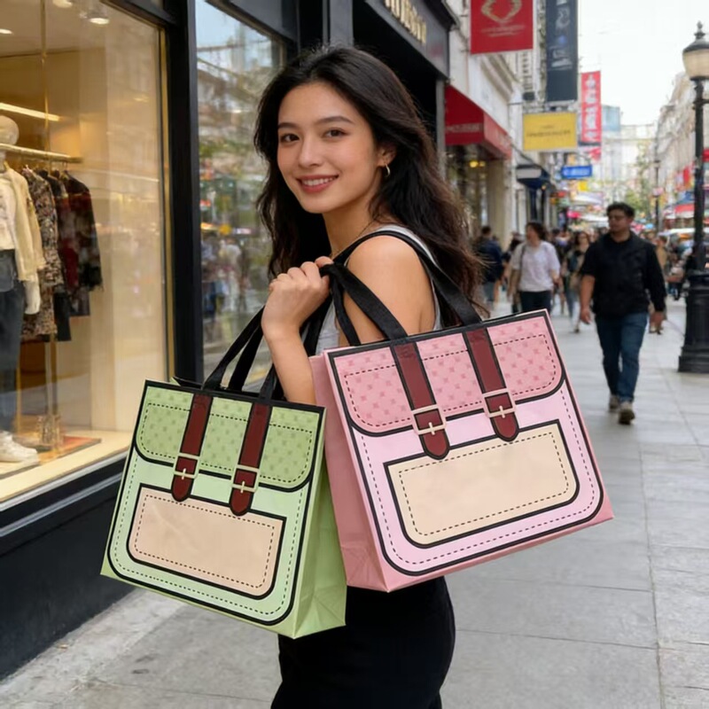 Extra-Large Non-Woven Tote Bag, Custom Laminated, Thickened Bag for Clothing Stores, Reusable Shopping Packaging Bag