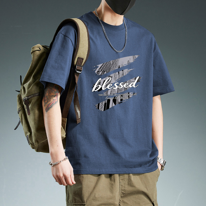 Men's Short-Sleeve T-Shirt, Summer Heavyweight Trendy Brand, American Style, Loose Fit, Oversized, Boyfriend Style, Couple's Style Men's Short-Sleeve T-Shirt, Summer Heavyweight Trendy Brand, American Style, Loose Fit, Oversized, Boyfriend Style, Couple's Style