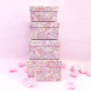 New Small Floral Color Square Set Box Set of Four Gift Boxes Storage Box Factory Direct Sales in Stock