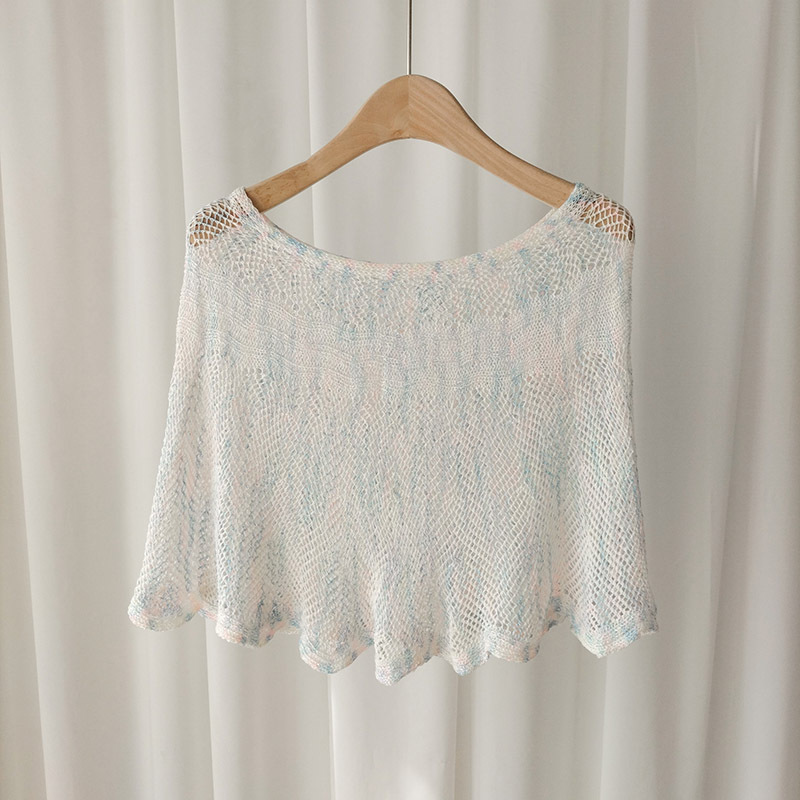 Color satinado Jersey de punto chal decoración exterior hueco transpirable todo-fósforo hombro almohadilla cervical soporte protector solar chal falda