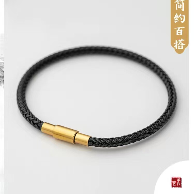 2.5mm Gold Beads Gold Braided Leather Rope Red Rope Wire Rope Bracelet Thin Waterproof Hand Rope String Perforated Non-Fading