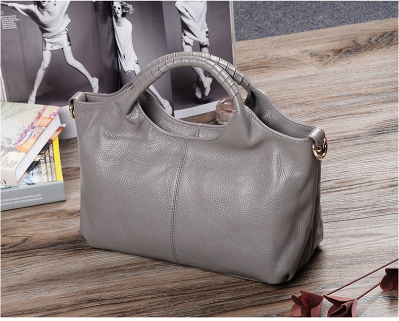 Túi tote nữ cỡ lớn đeo vai cầm tay thời trang — Xám nhạt chi tiết 18