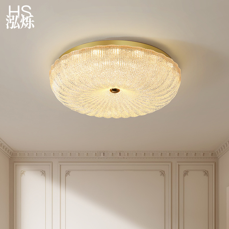 French-Style Bedroom Ceiling Light with a Light Luxury and High-End Feel, American Mid-Century Style Crystal Romantic Master Bedroom Dining Room Copper Lighting Fixtures