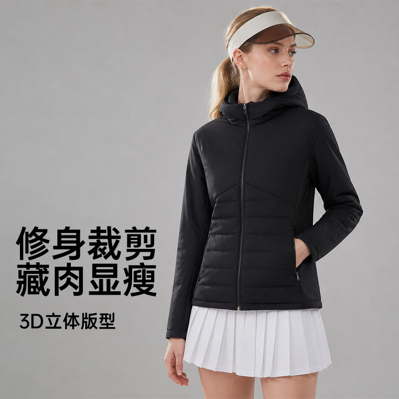 Chaqueta de plumón de ganso LU para invierno, deportiva, corta, cálida, estilo montaña, para correr, yoga, para mujer.