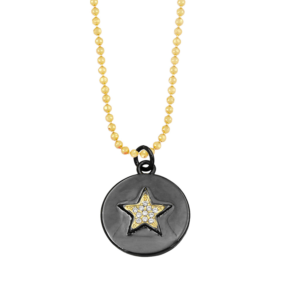 evil eye star moon geometric love zircon pendant necklace sweater chain