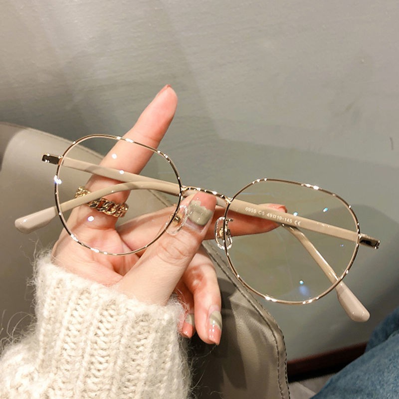 学生の韓国版の近視のメガネの女性の生放送は代行して青い光の平光の鏡の高い顔の値のすっぴんの丸い顔のメガネの枠を防ぎます。|undefined