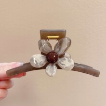 韩系咖色花朵抓夹女新款高级感鲨鱼夹盘发卡大发量气质后脑勺发饰