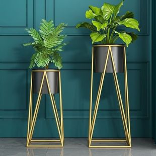 Nordic Light Luxury Wrought Iron Flower Stand Floor-Standing Flower Pot with Bracket Flower Display Universal Living Room Flower Stand Indoor Home