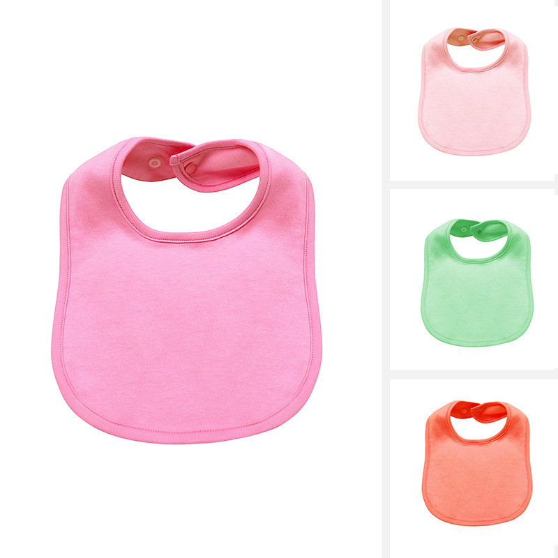 Children's solid color double-layer eating bib for new born