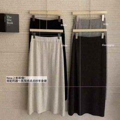 2025早秋新款时尚高腰显瘦纯色百搭A字裙女中长款半身裙包臀裙潮