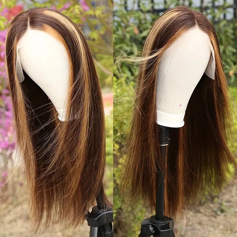 Synthetic Lace Front Wig Straight Hair Piano Colour Natural Look_voghion.com