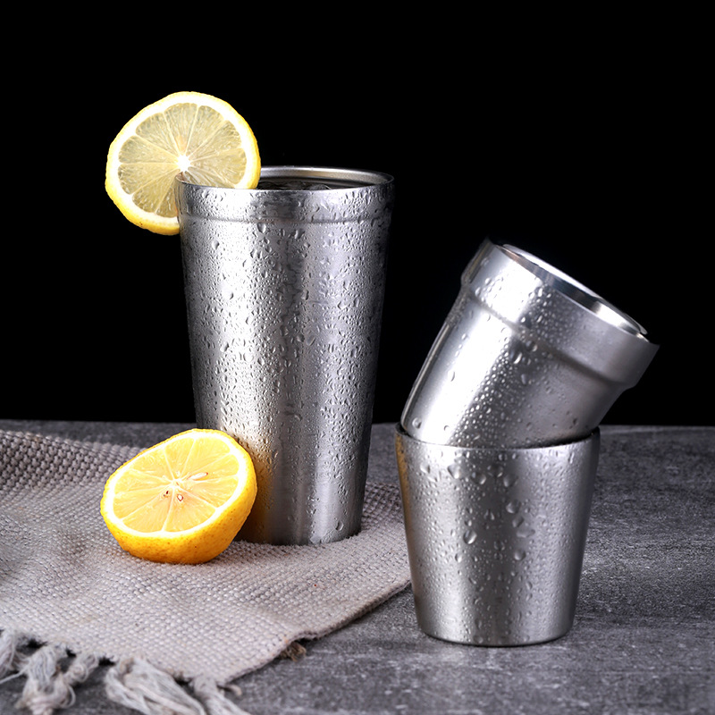 304不锈钢双层杯啤酒杯马克杯随手杯多规格韩式杯咖啡杯儿童口杯