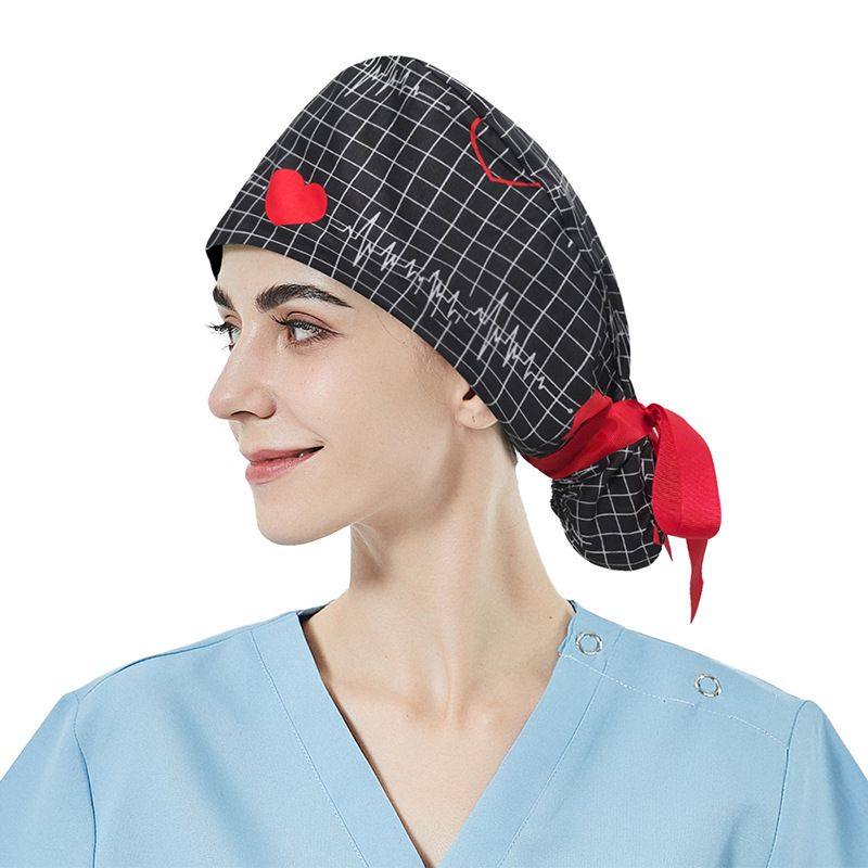 Pajarita Pelo Largo señora enfermera tapa botón puro algodón quirúrgico tapa médico confinamiento impreso tapa transfronteriza suministro