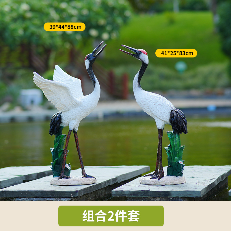 仿真仙鹤造景玻璃钢雕塑丹顶鹤鸟类模型花园 thumbnail 8