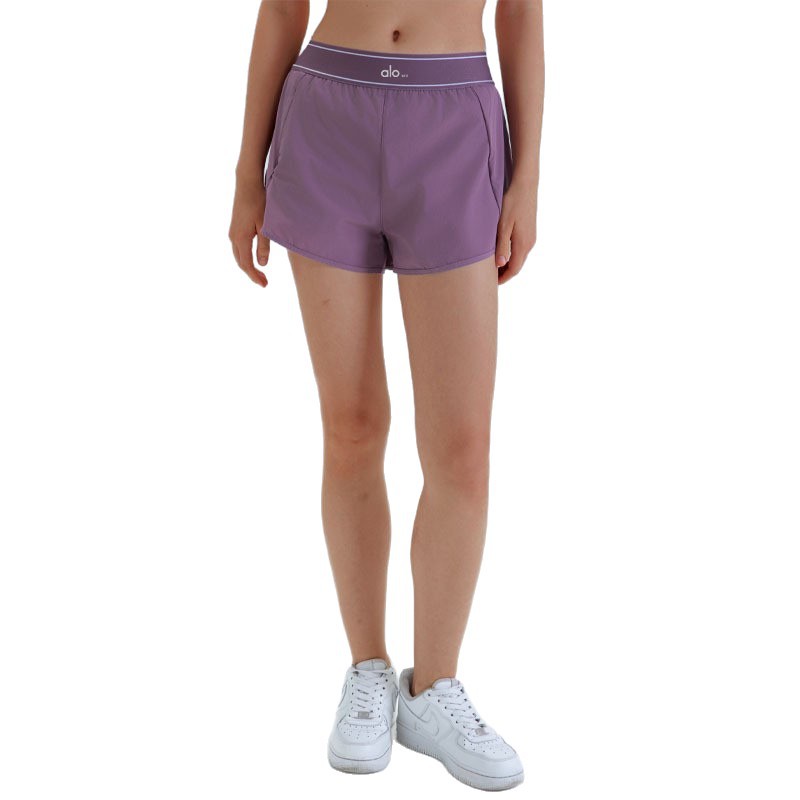 Alosco cintura alta falsa dos piezas de pantalones cortos deportivos transpirables para mujeres verano delgados pantalones cortos de carrera para mujeres