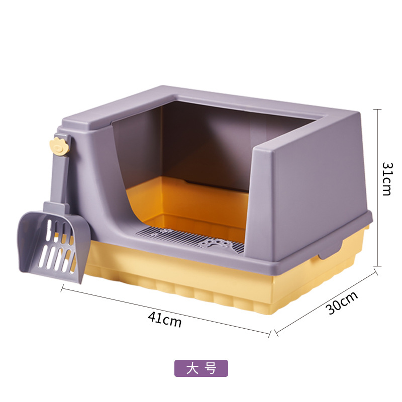Caja de arena para gatos semicerrado desodorante de borde alto antisalpicaduras espacio súper grande Tipo de sala de baño para gatos caja de arena para gatos grande Nuevo