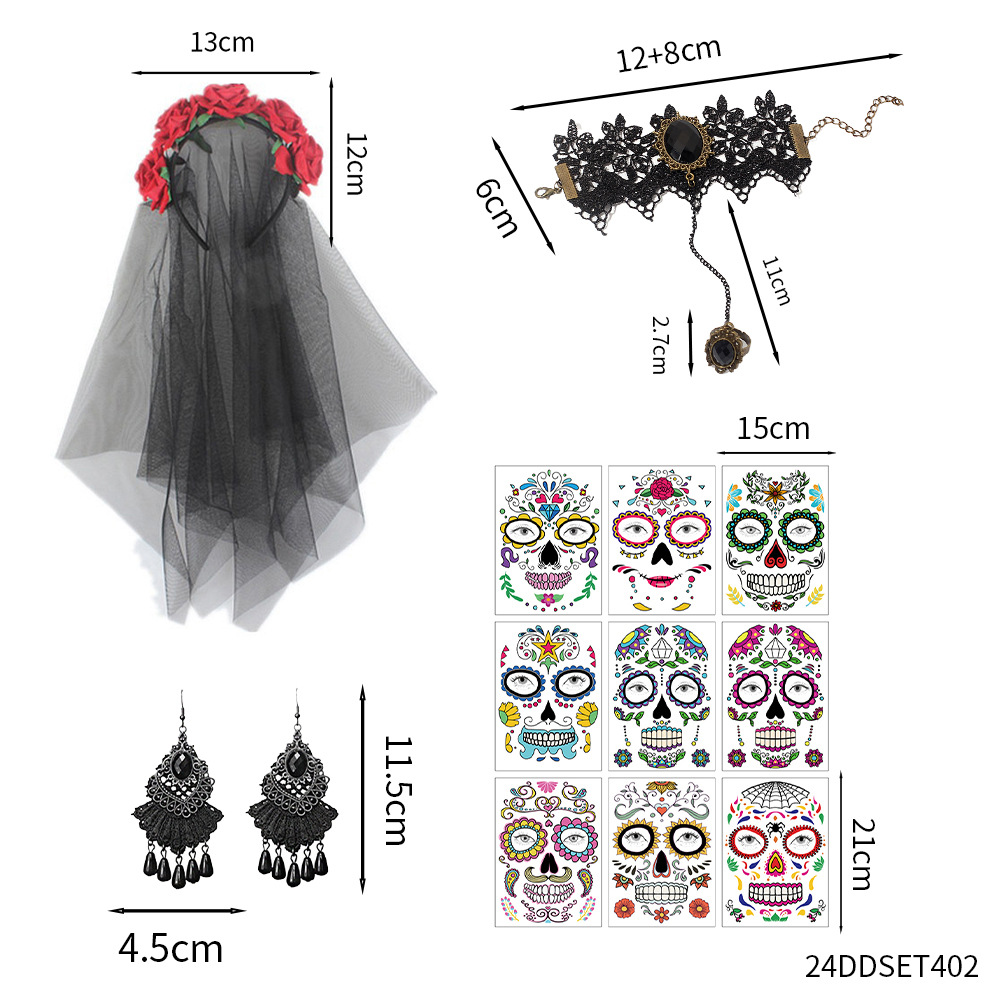 Suministros de fiesta de carnaval mexicano Día de los muertos Pegatinas de fiesta divertida para niños Accesorios de fotografía mexicana