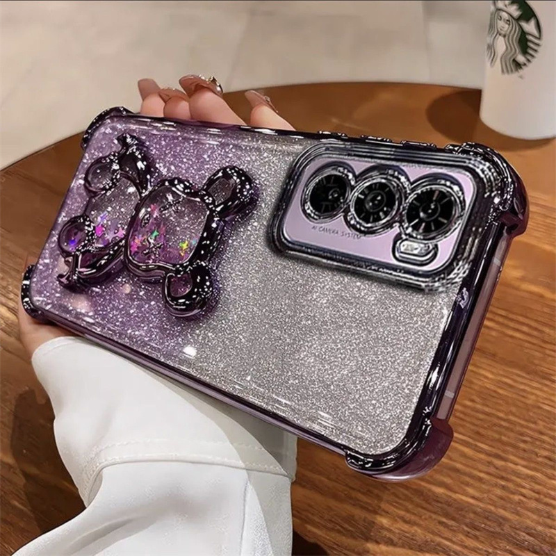 Aplicable para oppo A3pro cuatro ángulos a prueba de caídas caso de teléfono móvil A5X polvo flash violento oso goma suave RealmeC75 funda protectora