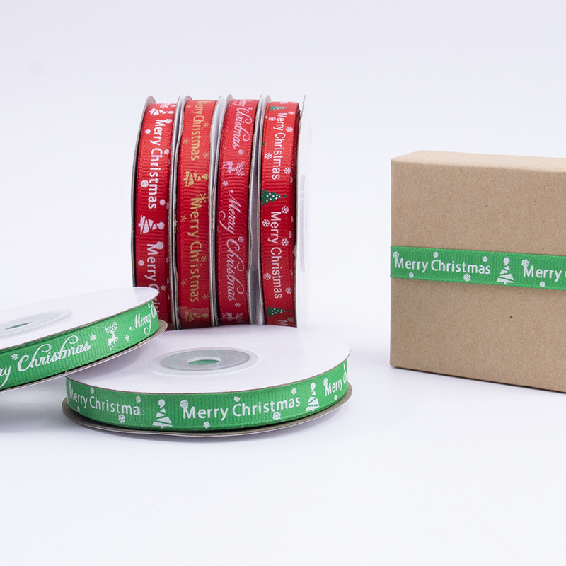 Impresión de cinta ribbed de Navidad 1cm impresión de caja de regalo de Navidad embalaje de cinta de color cinta Tianyi Mei