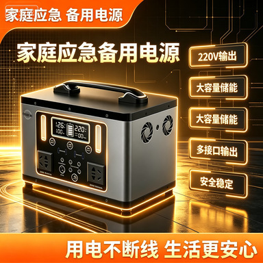 Outdoor portable power station, 220V, large capacity, suitable for home use, road trips, live streaming, camping, and emergency power supply, 2000W