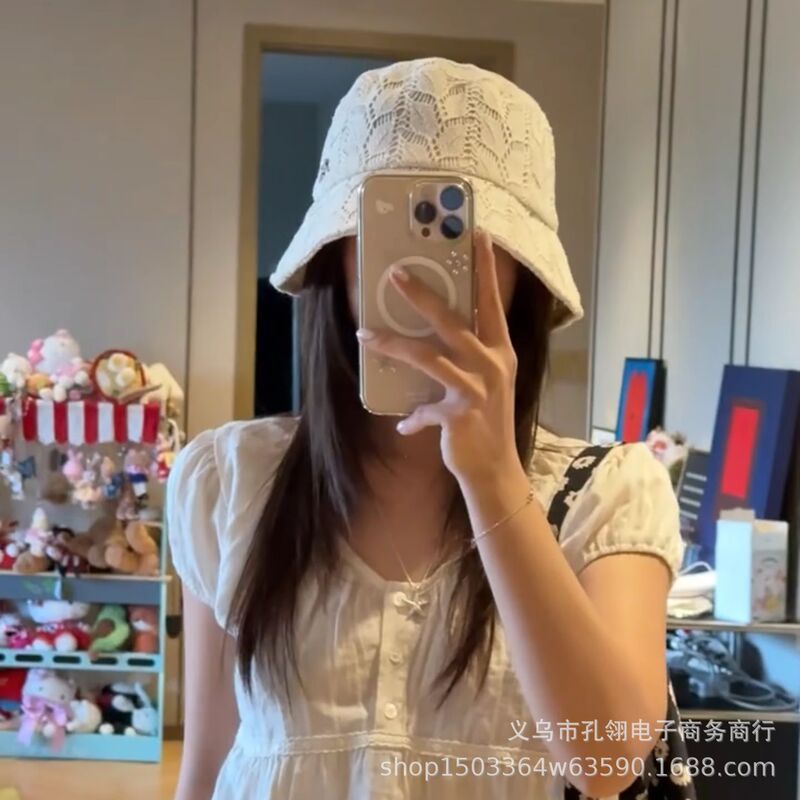 2025 新しい日本製メッシュ通気性フィッシャーマンハット女性の夏の旅行日焼け止めサンハット多用途顔見せ小さな盆地帽子|undefined